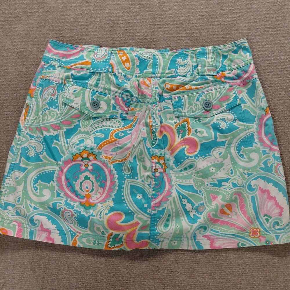 New York & Company Womens Size 12 Skort Paisley Pink Blue Green Colorful Skirt - Picture 9 of 14